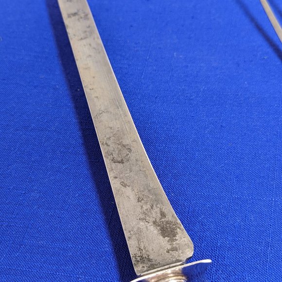 Antique British meat carving knife and fork set with sterling silver handles - Picture 7 of 8